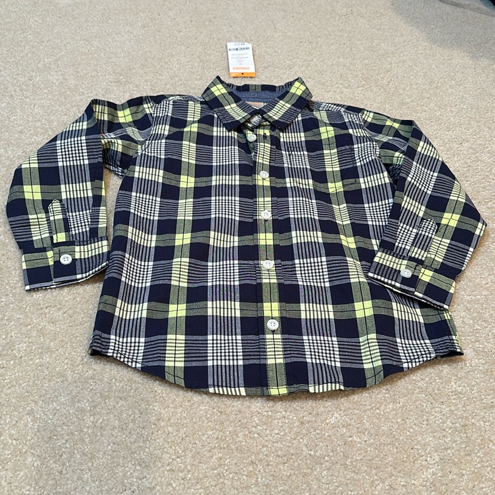 Brand New with tag 4t boys button down shirt blue yellow ,white by Gymboree